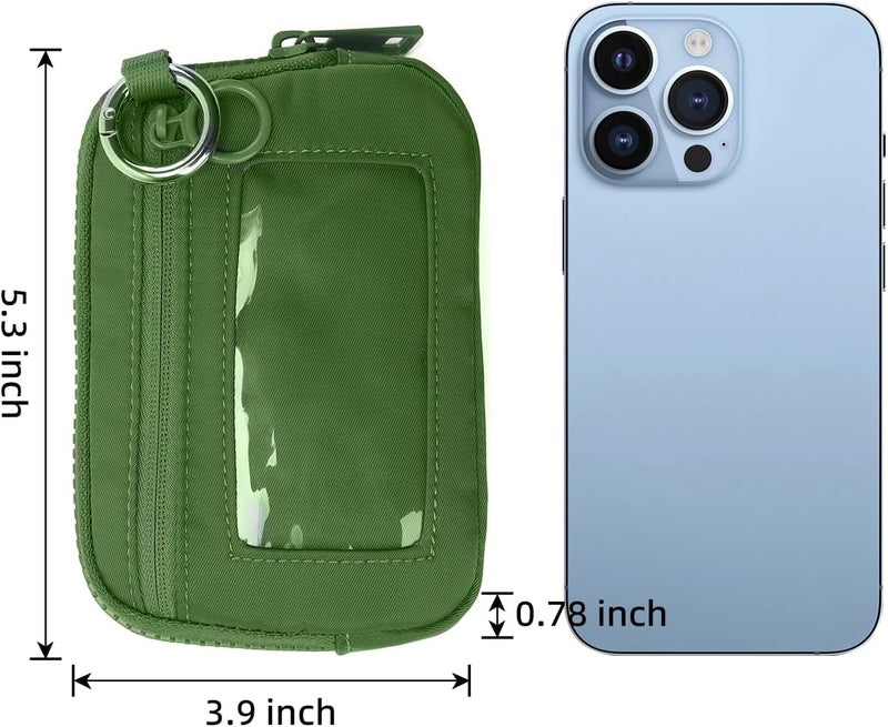 DiDida The Iris Wallet Zip Card Case with ID Window Purses for Women Coin Purse with Zipper Mini Portable Keychain Wallet, Meadow Green - Image 4